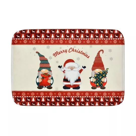 Tapete Merry Christmas- Branco & Vermelho- 58,5x39,5cm- Mabruk