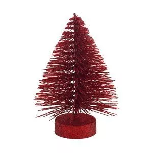 Mini Árvore De Natal Brilhante<BR>- Vermelha<BR>- 15x10x10cm<BR>- Mabruk