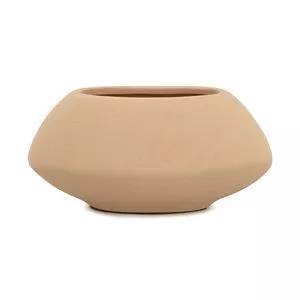 Cachepot Com Relevo<BR>- Bege Claro<BR>- 9x18x8cm<BR>- Mart