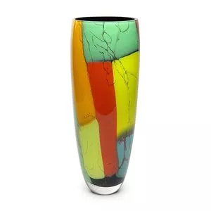 Vaso 332 Ms<BR>- Laranja & Amarela<BR>- 33,5xø13cm