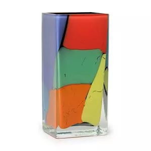 Vaso Decorativo 45<BR>- Incolor & Laranja<BR>- 24x9x11cm