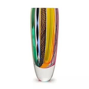 Vaso 72<BR>- Incolor & Amarela<BR>- 34xø12cm