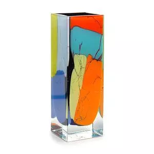 Vaso 27 Ms<BR>- Laranja & Azul<BR>- 22x7,5x7,5cm