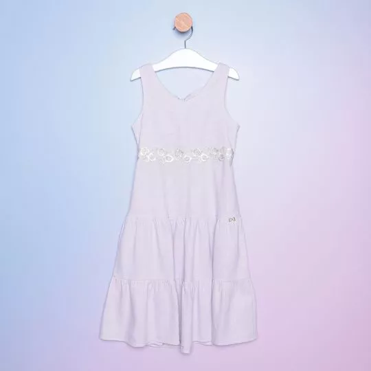 Vestido Com Renda- Lilás & Off White- Luluzinha