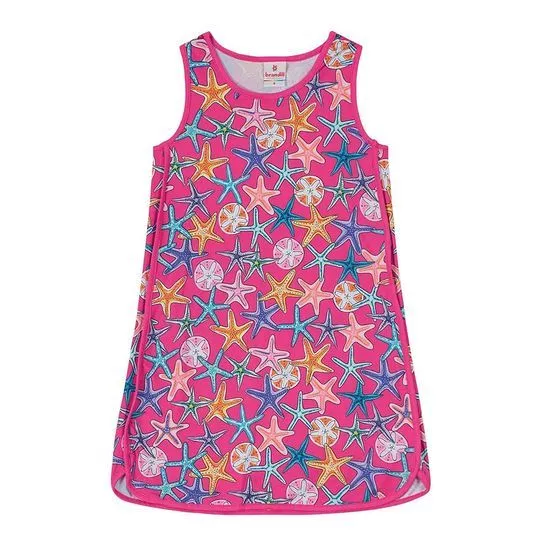 Vestido Infantil Com Recortes- Pink & Azul- Brandili