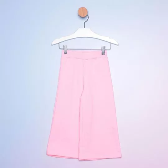 Calça Pantalona Em Moletinho- Rosa Claro- Mon Sucré