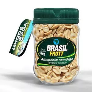 Amendoim Sem Pele Torrado & Salgado<BR>- 160g<BR>- Brasil Frutt