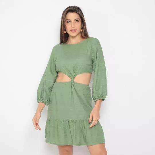 Vestido Curto Com Amarração- Verde