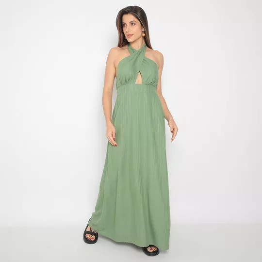 Vestido Longo Com Amarração- Verde