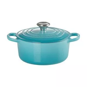 Panela Redonda 18cm Signature<BR>- Azul Caribe<BR>- 13,4x19,3x25,4cm<BR>- 1,8L<BR>- Le Creuset