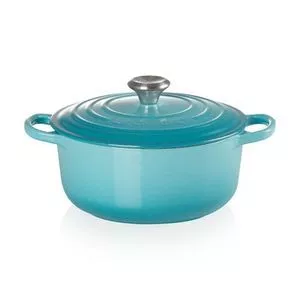 Panela Redonda 20cm Signature<BR>- Azul Caribe<BR>- 14,1x21,5x27,3cm<BR>- 2,4L<BR>- Le Creuset