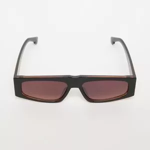 Óculos De Sol Retangular<BR>- Marrom Escuro<BR>- Les Bains Paris
