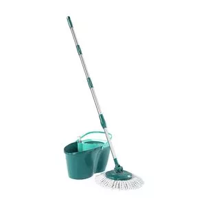 Jogo De Mop Giratório & Balde Odyssey Fit<BR>- Inox & Verde Água<BR>- 3Pçs<BR>- Euro Homeware