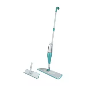 Mop Spray 2 Em 1<BR>- Inox & Verde Água<BR>- 70x11x10,5cm<BR>- Euro Homeware