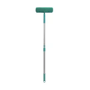 Mop Limpa Vidros 2 Em 1<BR>- Inox & Verde Água<BR>- 61x8x8cm<BR>- Euro Homeware