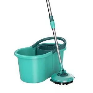 Mop Giratório 3 em 1<BR>- Inox & Verde Água<BR>- 2Pçs<BR>- Euro Homeware