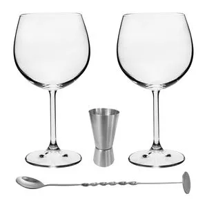 Jogo Para Gin Authentic Collection<BR>- Cristal & Inox<BR>- 4Pçs