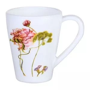 Caneca Floral<BR>- Branca<BR>- 350ml<BR>- L'Hermitage