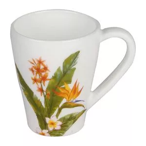 Caneca Floral<BR>- Branca<BR>- 350ml<BR>- L'Hermitage