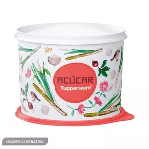 Pote Tupper Caixa<BR>- Branco & Coral<BR>- 5,5l