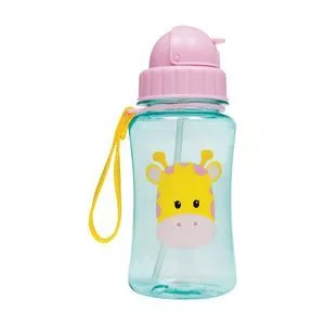 Garrafinha Animal Fun Girafinha<BR>- Verde Água & Rosa Claro<BR>- 350ml<BR>- Buba