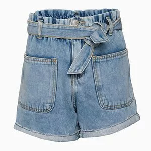 Short Jeans Com Bolsos<BR>- Azul