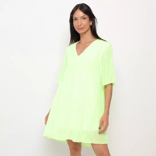 Vestido Curto Texturizado- Verde Limão- My Favorite Things