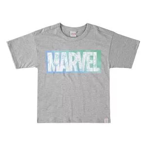 Camiseta Marvel®<BR>- Cinza & Off White<BR>- Carinhoso