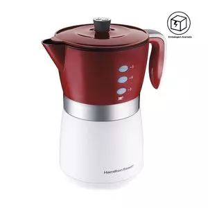 Cafeteira Elétrica<BR>- Inox & Vermelha<BR>- 21,4xØ20,6cm<BR>- 110W<BR>- A caixa da embalagem apresenta avarias que não comprometem a qualidade do produto.<BR>- Hamilton Beach