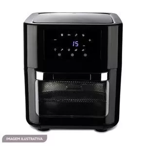 Forno Air Fryer<BR>- Inox & Preto<BR>- 41,6x43,5x35,4cm<BR>- 12L<BR>- 220V<BR>- 220W<BR>- A caixa da embalagem apresenta avarias que não comprometem a qualidade do produto.<BR>- Hamilton Beach