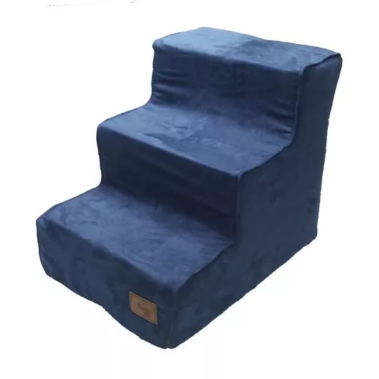 Escada Para Pet Em Suede- Azul Marinho- 44x54x42cm- Fabrica Pet