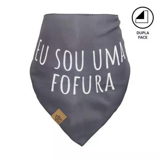 Bandana Neon Dupla Face Eu Sou Uma Fofura- Cinza & Azul Neon- Tamanho: M- Fabrica Pet