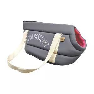 Bolsa Para Transporte Aberta Bora Passear<BR>- Cinza & Rosa Neon<BR>- 24x52x30cm<BR>- Fabrica Pet