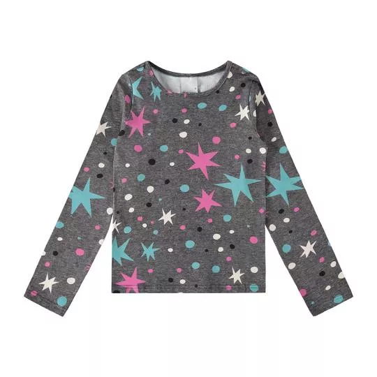 Blusa Estrelas- Cinza & Verde Água