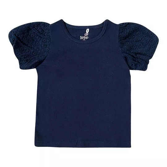 Blusa Com Laise- Azul Marinho