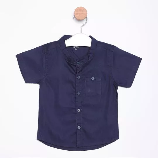 Camisa Com Recortes- Azul Marinho