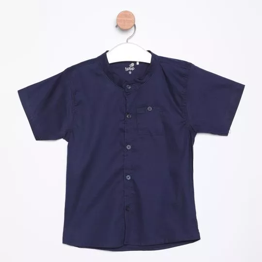 Camisa Com Recortes- Azul Marinho