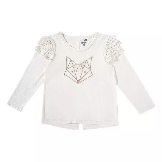 Blusa Raposinha- Off White & Marrom Claro