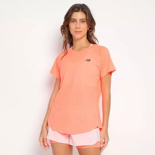 Camiseta Com Microfuros - Coral