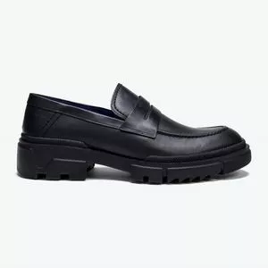 Loafer Em Couro<BR>- Preto<BR>- Jeanslosophy