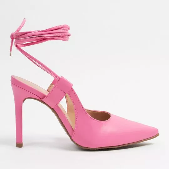 Slingback Com Amarração- Pink- Salto: 9cm- Lança Perfume