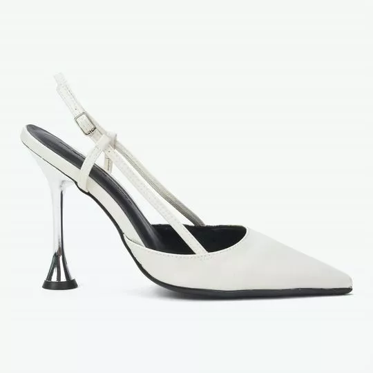 Slingback Liso- Branco- Salto: 10,5cm- My Favorite Things