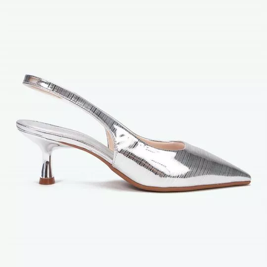 Slingback Metalizado- Prateado- Salto: 6cm- Lança Perfume