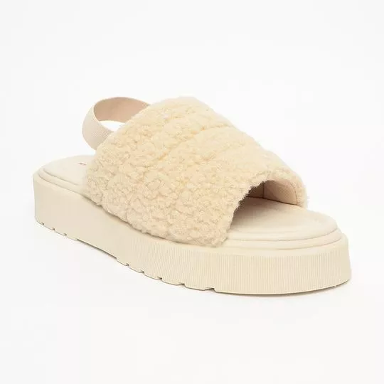 Sandália Plataforma Em Pelúcia- Off White- Salto: 4,5cm- My Favorite Things