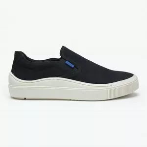 Slip On Em Couro<BR>- Preto<BR>- Jeanslosophy