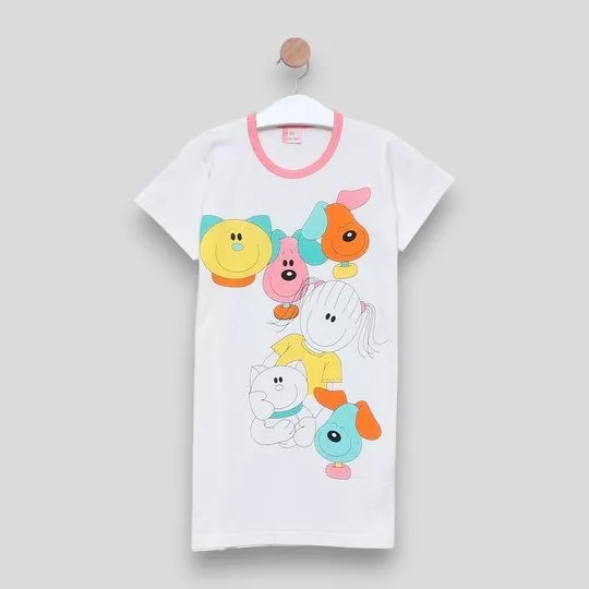 Camisão Manga Curta Em Algodão- Branco