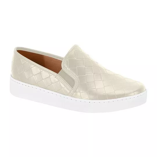 Slip On Texturizado- Off White & Branco- Vizzano