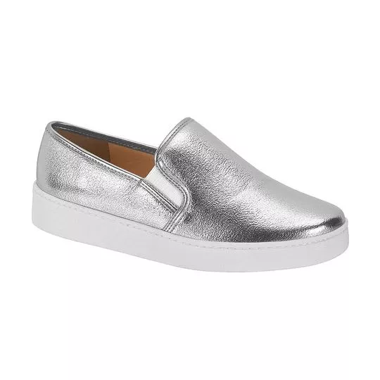 Slip On Com Recortes- Prateado- Vizzano