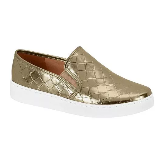 Slip On Texturizado- Dourado & Branco- Vizzano