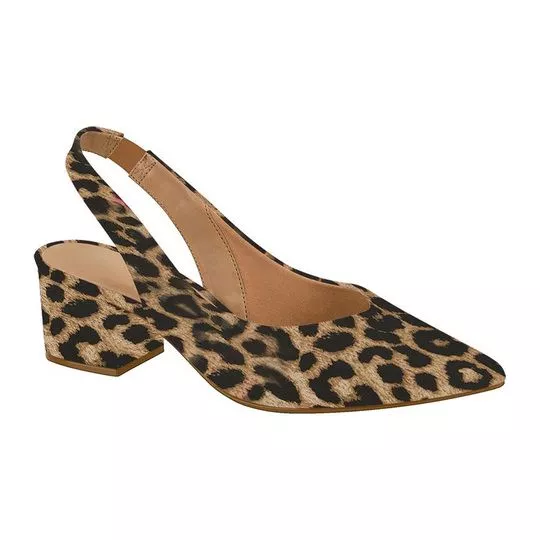 Slingback Animal Print- Marrom & Preto- Salto: 4cm- Vizzano